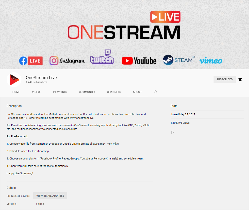 OneStream YouTube Channel Branding