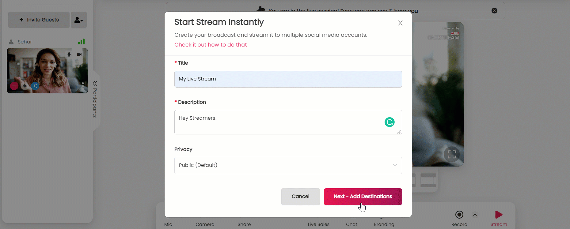 How to multistream with OneStream Studio
