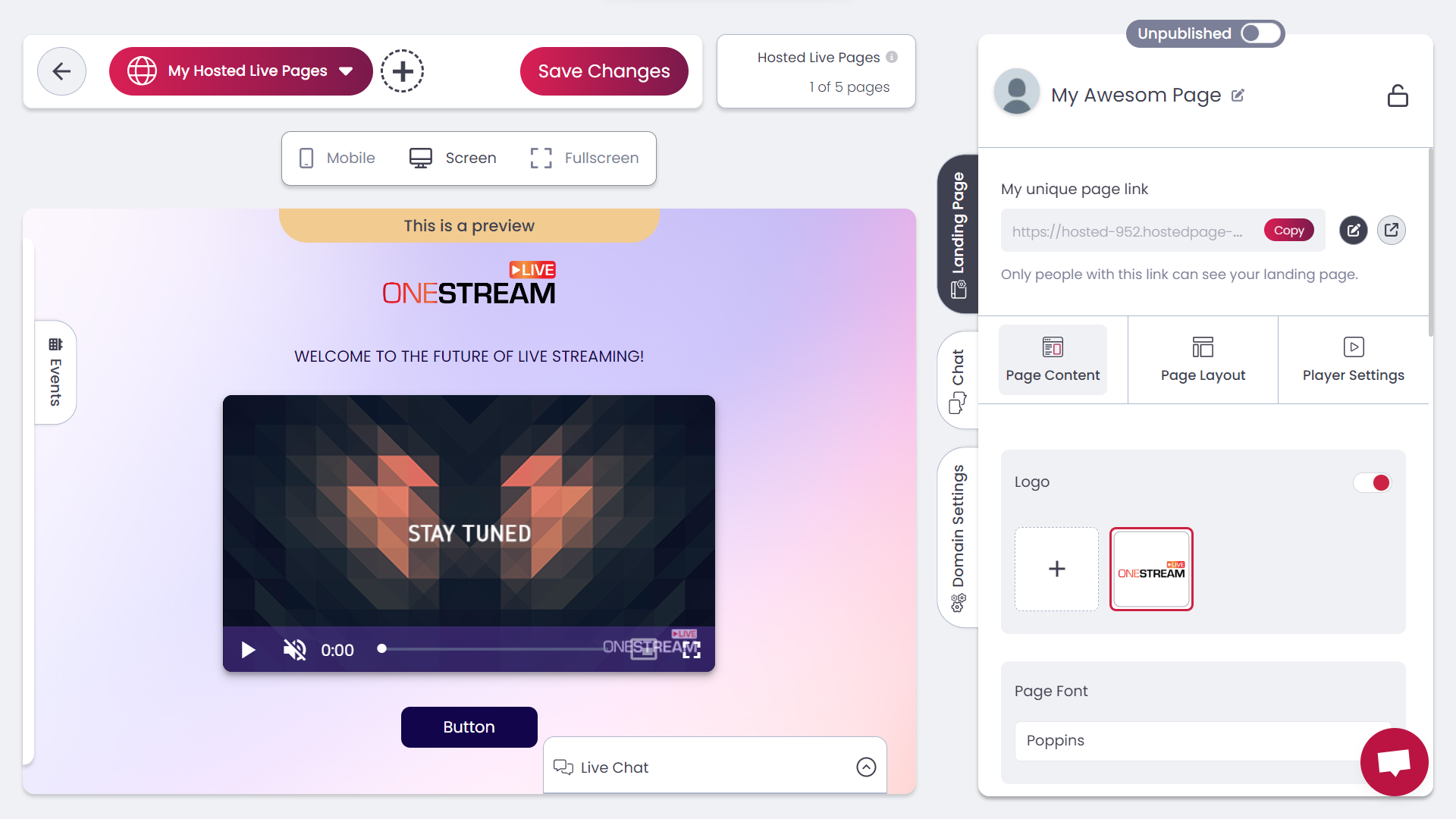 Hosted Live Pages by OneStream Live